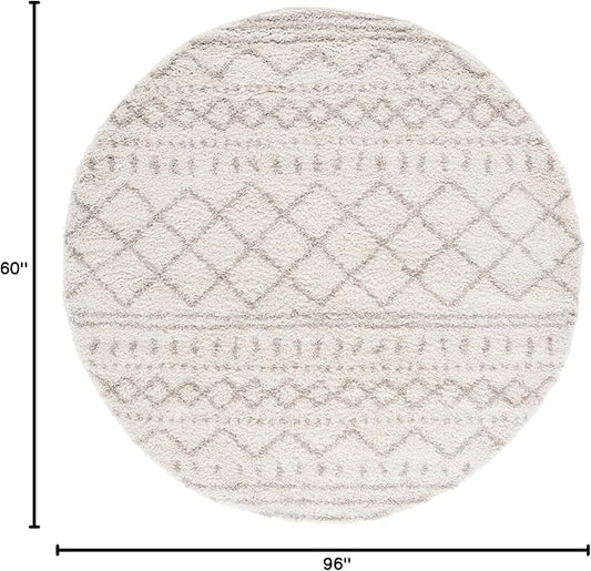 SAFAVIEH Arizona Shag Collection Area Rug - 5' x 8' Oval, Ivory & Beige, Moroccan Design, Non-Shedding & Easy Care, 1.6-inch Thick, Ideal for The Living Room, Dining, Bedroom (ASG741A)