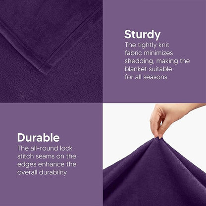 Utopia Bedding Fleece Blanket Queen Size Purple 300GSM Luxury Anti-Static Fuzzy Soft Microfiber Bed Blanket (90x90 Inch)