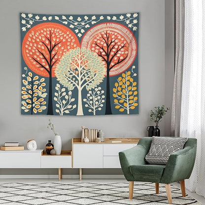 MaSiledy Tapastry's Wall Hanging Shabby Chic Trees Tapestry Nature Themed Autumn Tapestries for Bedroom Wall Art Home Decoration 50"x60" Bedroom Xmas Tapestry for Bedroom Christmas Backdrop