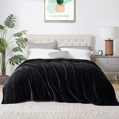 Walensee Sherpa Fleece Blanket (King Size 108”x90” Black) Plush Throw Fuzzy Super Soft Reversible Microfiber Flannel Blankets for Couch, Bed, Sofa Ultra Luxurious Warm and Cozy for All Seasons