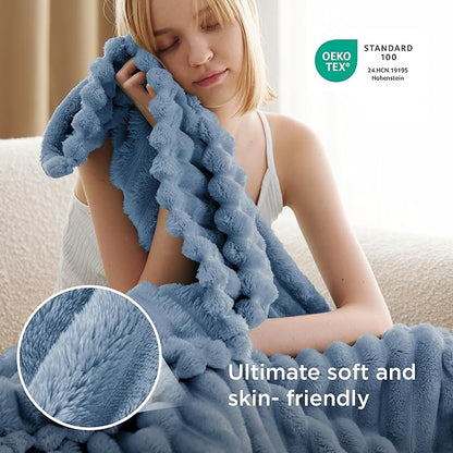Bedsure GentleSoft Blue Twin XL Blanket for Bed - Cozy Soft Blankets for Women, Cute Small Fleece Throws for Girls, Birthday Gifts for Women Decor Gifts, Ashley Blue, 66x90 Inches