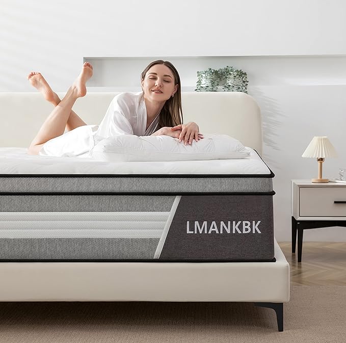Queen mattress, 12 Inch Innerspring Hybrid Mattresses in a Box with Gel Memory Foam, Individually Wrapped Encased Coil Pocket Spring Mattress, Pressure Relief, Medium Firm Support, 60"*80"*12"