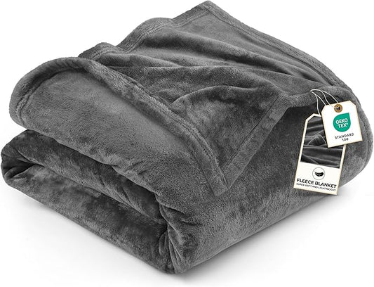 Utopia Bedding Fleece Blanket Queen Size Grey 300GSM Luxury Anti-Static Fuzzy Soft Microfiber Bed Blanket (90x90 Inch)