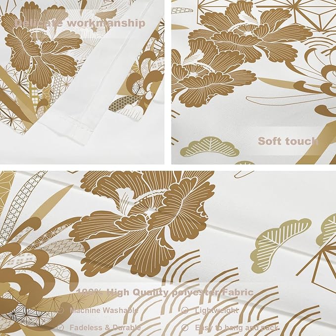 Batmerry Gold Japanese Floral Tapestry, Spring Wall Art Hanging Decoration Polyester Fiber White Ruffled Around For Dorm Room Bedroom Living Room, 30 X 40 Inches