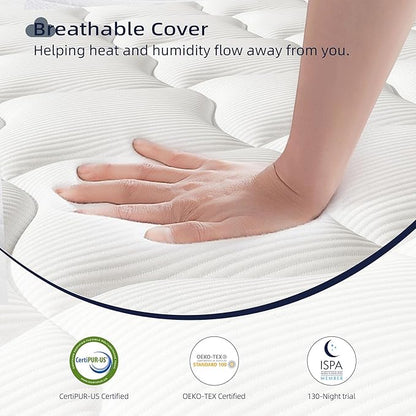 Full Mattress 14 Inch - Hybrid Mattress Bed in a Box, Medium Firm Support, Pressure & Pain Relief for All Sleepers, CertiPUR-US Certified, Fiberglass-free, Reinforced Edge Support, Motion Isolation