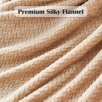 NEWCOSPLAY Super Soft Twin Blanket Brown Premium Silky Flannel Fleece Leaves Pattern Lightweight Bed Blanket All Season Use (Brown, Twin(60"x80"))