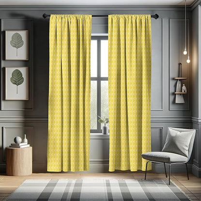 Ambesonne Yellow Window Curtains, Moroccan Trellis Pattern in Yellow Tones Vintage Eastern Pattern, Lightweight Decor 2-Panel Set with Rod Pocket, Pair of - 28" x 63", Mustard Yellow