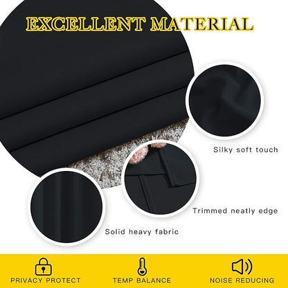 NICETOWN Black Out Curtains 110 inches Long, Grommet Thermal Insulated Blackout Curtains Privacy Window Treatments Sound Reducing for Bedroom/Living Room, W66 x L110, 2 Panels