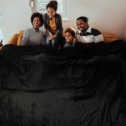 Bedsure GentleSoft Sherpa Fleece Oversized Cal King Blankets for Bed - Thick and Warm, Soft Fuzzy Plush Large Blanket for Winter, Black, 112x98 Inches
