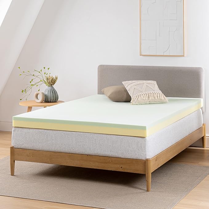 ZINUS 3 Inch Green Tea Memory Foam Mattress Topper, Pressure-Relieving Layers, CertiPUR-US Certified, Twin