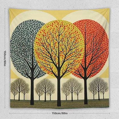 MaSiledy Shabby Chic Trees Tapestries Autumn Nature Forest Bedroom Tapestries Landscape Tapestry Wall Hanging Decor for Bedroom 60"x60" Bedroom Xmas Tapestry for Bedroom Christmas Backdrop