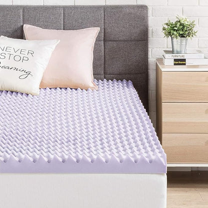 Best Price Mattress 3 Inch Egg Crate Memory Foam Mattress Topper with Soothing Lavender Infusion, CertiPUR-US Certified, Dorm Essentials, Queen