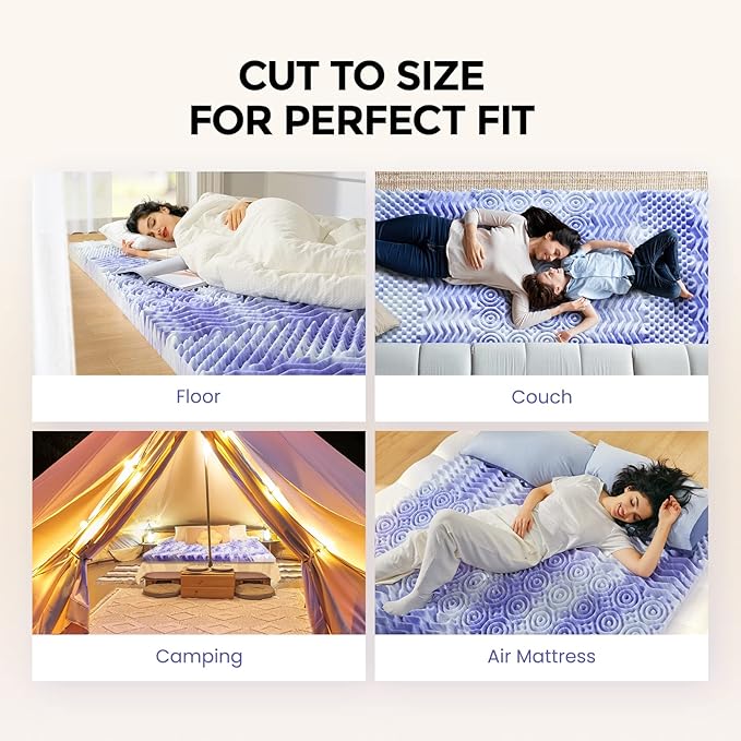 Dreamsmith 3 Inch Queen Memory Foam Mattress Topper,Gel Infused 7-Zone Foam Mattress Topper for Pressure Relief, CertiPUR-US Certified, Queen Size Mattress Pad