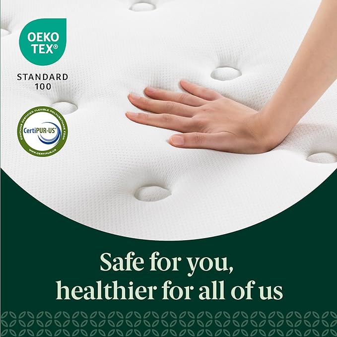 ZINUS 14 Inch Cooling Comfort Support Hybrid Mattress [New Version], Queen, Fiberglass Free, Medium Plush, Cooling Motion Isolation, Certified Safe Foams & Fabric, Mattress in A Box