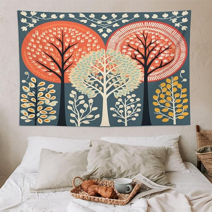 MaSiledy Shabby Chic Trees Tapestry Wall Hanging Fall Autumn Tree Bedroom Tapestries Landscape Tapestry Wall Art for Home Decor 60"x90" Bedroom Xmas Tapestry for Bedroom Christmas Backdrop