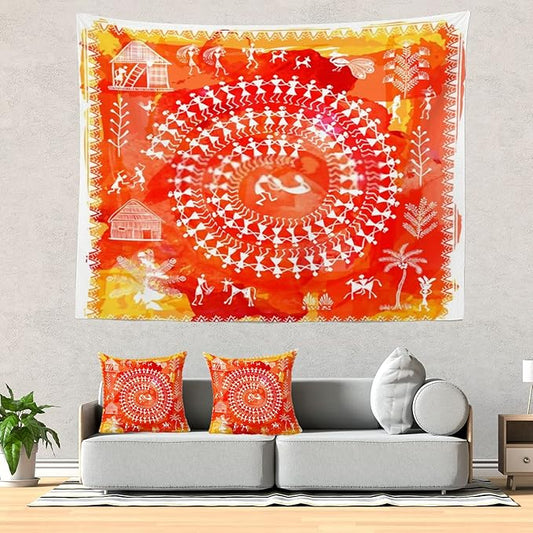 Batmerry Native American Tapestry, Ancient Tribal Art India Navajo Design Print Picnic Mat Hippie Trippy Tapestry Wall Art Decor for Bedroom Living Room, 51.2 x 59.1 Inches, Traditional