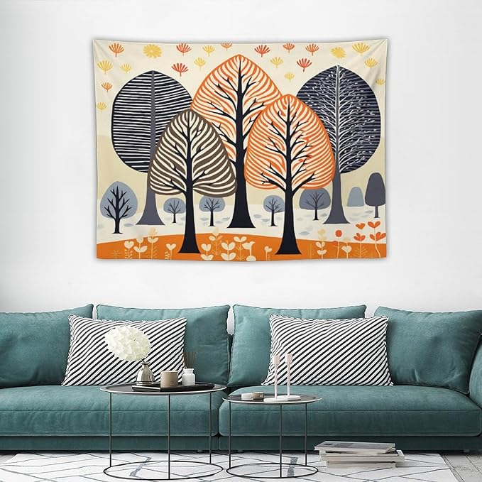 MaSiledy Tapestries Shabby Chic Trees Tapestry Watercolor Rustic Forest Tapestry for Bedroom Aesthetic Wall Hanging for Dorm Living Room 30"x40" Holiday Scene Banner for Winter Christmas Party