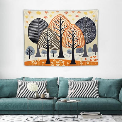 MaSiledy Tapestries Shabby Chic Trees Tapestry Watercolor Rustic Forest Tapestry for Bedroom Aesthetic Wall Hanging for Dorm Living Room 30"x40" Holiday Scene Banner for Winter Christmas Party