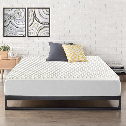 Mayton Convoluted Egg Shell 2-inch Breathable Foam Bed Topper | Makes Mattresses Comfortable and Relaxing, Provides Faster Pain Relief and Provides Orthopedic Beneficial Support, Queen, Off-White