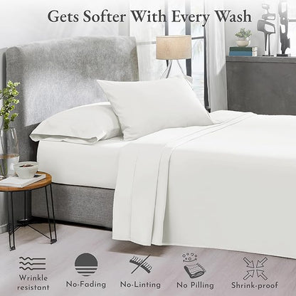 2-Pack Twin XL Sheet Set - 400 Thread Count Sateen 100% Cotton Twin XL Sheet Sets - Soft, Breathable & Cooling Sheets, Wrinkle Resistant, 2 Sets of Deep Pocket Bed Sheets - Ivory (Pale Tone)