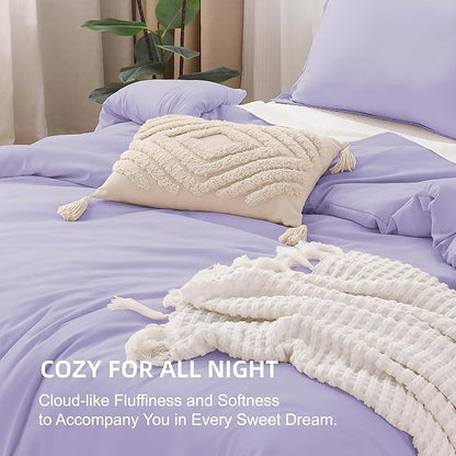 Litanika Lavender Comforter California King Size, 3 Pieces Cal King Lightweight Solid Bedding Comforter Set, All Season Fluffy Bed Set (104x96In Comforter & 2 Pillowcases)