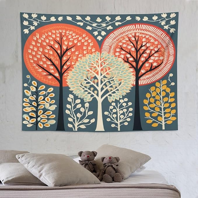 Shabby Chic Trees Tapestries Fall Autumn Tree Tapestries for Bedroom Landscape Tapestry Wall Hanging Decor Tapestry for Bedroom Aesthetic Alt Room 60"x80" Tapestries Winter Snowflake Decorative