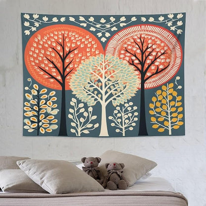 Shabby Chic Trees Tapestries Fall Autumn Tree Tapestries for Bedroom Landscape Tapestry Wall Hanging Decor Tapestry for Bedroom Aesthetic Alt Room 60"x80" Tapestries Winter Snowflake Decorative