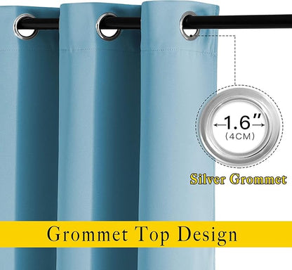 NICETOWN Blackout Curtains Panels for Window - Thermal Insulated Solid Grommet Blackout Panels/Drapes for Bedroom (Teal Blue=Light Blue, Set of 2 Panels, 52 by 45 Inch)