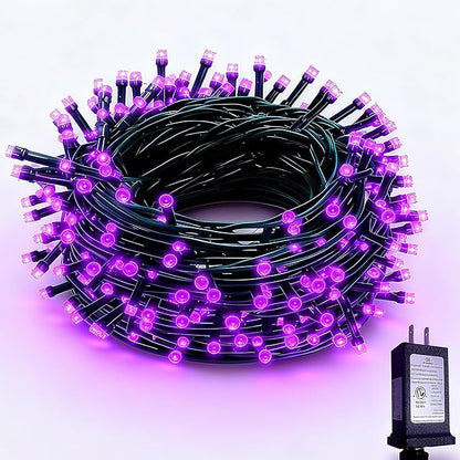 RPGT Christmas Light 1000 LEDs 336ft Green Cable Wire Fairy String Tree Twinkle Lights IP44 Waterproof 12 Modes for Christmas Party, Halloween, Outdoor, Garden, Wedding, Home Decoration (Purple)