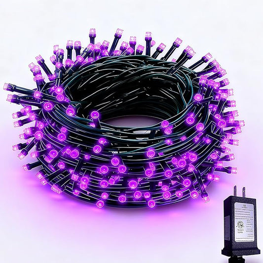 RPGT 200 LEDs 73ft Green Cable Wire Low Voltage Fairy String Tree Twinkle Lights 12 Modes for Christmas Party, Halloween, Outdoor, Garden, Wedding, Home Decoration (Purple)