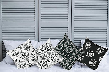 Ambesonne Retro Throw Pillow Cushion Case Pack of 4, Trellis Grid Medieval Floral Damask Mandala Flower Ornament Modern Monochrome, Modern Accent Double-Sided Digital Printing, 18", Dark Reseda Green
