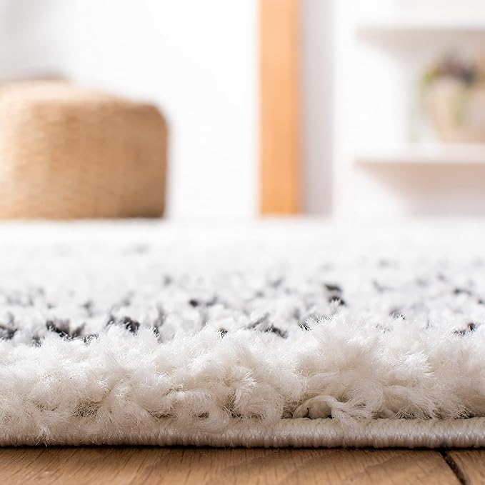 SAFAVIEH Arizona Shag Collection Area Rug - 2'3" x 16' Runner, Ivory & Black, Non-Shedding & Easy Cleaning, Plush Thick Pile, Ideal for Living Room, Bedroom, Dining Space (ASG741Z)