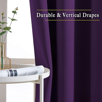 NICETOWN Blackout Curtain Panels 95" L - Window Treatment Energy Saving Thermal Insulated Solid Grommet Blackout Drapes for Living Room (Royal Purple, 1 Pair, 80 by 95-Inch)