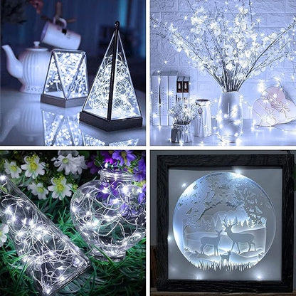 6 Pack Fairy Lights Battery Operated 7ft 20 LED Mini String Lights Twinkle Lights Silver Wire Firefly Starry Lights for Mason Jars Wedding Party Christmas Centerpiece Table Decorations, Cool White