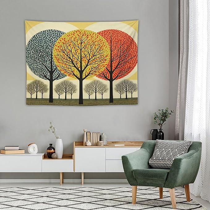 MaSiledy Wall Tapestries Shabby Chic Trees Tapestry Fall Autumn Tree Tapestries for Bedroom Aesthetic Wall Art for Living Room Dorm 30"x40" Bedroom Xmas Tapestry for Bedroom Christmas Backdrop