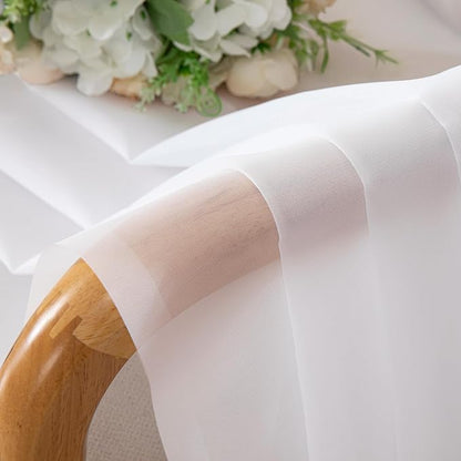 Chyhomenyc Sheer White Curtains 90 inches Long 2 Panels, Light Filtering Soft Airy Solid Elegant Voile Window Treatment Drapes for Bedroom Living Room Wedding Party Decor, 42 Wx90 L Inches