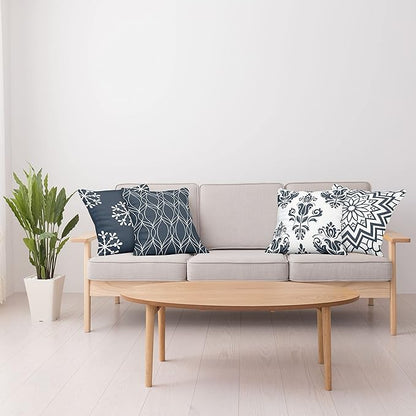 Ambesonne Retro Throw Pillow Cushion Case Pack of 4, Trellis Grid Medieval Floral Damask Mandala Flower Ornament in Modern Monochrome, Modern Accent Double-Sided Digital Printing, 20", Dark Slate Blue