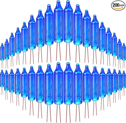 Mudder 200 Count 2.5V Christmas 50/100/150/200 Count Mini Incandescent Wire String Lights Replacement Bulbs Indoor/Outdoor Christmas Lights Decorations for Home Xmas Tree(Blue)