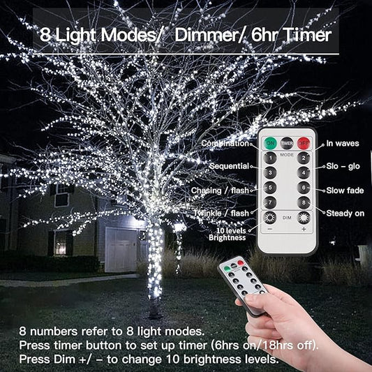 suddus 33ft 100 LED Outdoor String Lights, White Fairy Lights Battery Operated with Remote, Led Twinkle Lights for Bedroom, Backyard, Wedding, Tree, Mason Jar, Wall, Centerpiece, Christmas