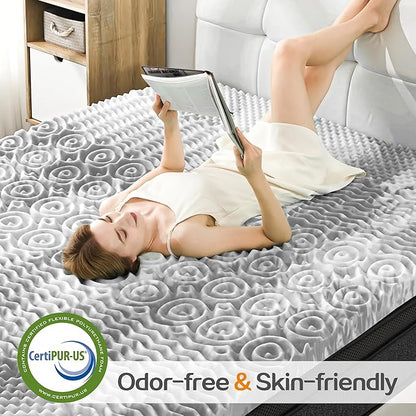 SINWEEK Mattress Topper Memory Foam Mattress Topper 1.5 Inch Queen Soft Mattress Pad for Pressure Relief, 5-Zone Design, CertiPUR-US Certified, Gray