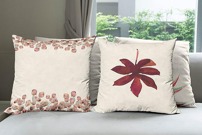 Ambesonne Botanical Throw Pillow Cushion Case Pack of 4, Minimalist Watercolor Painting Leaves Agave Branches Plant in a Pot, Modern Accent Double-Sided Digital Printing, 16", Raspberry Dark Salmon