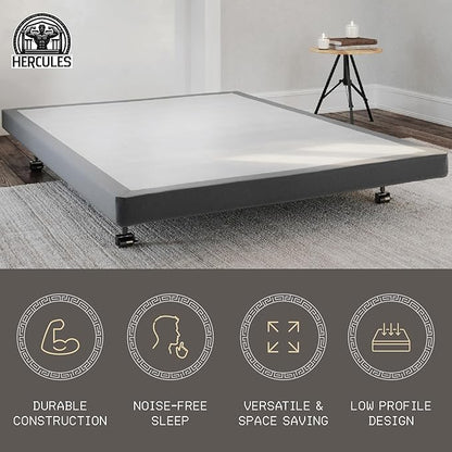 Hercules 4 Inch Low Profile Foundation Mattress Box Spring Replacement, Queen