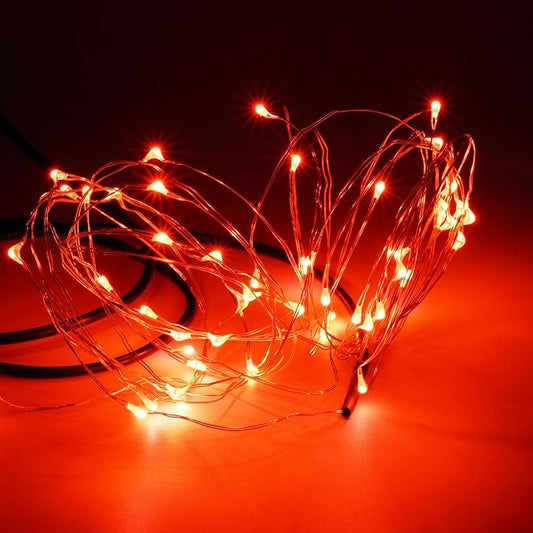 Karlling USB Plug in LED Fairy Lights,50 LED Bulbs 16 Ft Silver Wire Starry String Lights for Bedroom Patio Garden Party Wedding Commercial Lighting (Red)