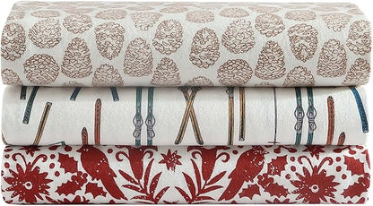 Eddie Bauer - Twin Sheets, Cotton Flannel Bedding Set, Brushed For Extra Softness, Cozy Home Decor (Ski Line White, Twin)