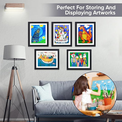 [3-Pack]Kids Artwork Frames Changeable - Kids Art Frame,Kids Art Frames Front Opening Holds 150,Children Art Projects Kids Art Frames,10x12.5 Picture Frame for Display Kid Art Work,With Storage(Black)