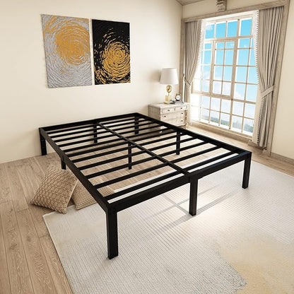 45MinST 14 Inch Reinforced Platform Bed Frame/3500lbs Heavy Duty/Easy Assembly Mattress Foundation/Steel Slat/Noise Free/No Box Spring Needed, California King