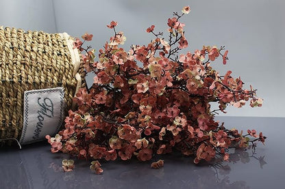 JAKY-Global Babys Breath Silk Artificial Flowers 12 Bundle European Fake Plants Farmhouse Decor Fall Decoration Bouquets DIY Home Garden (Beige Brown-12pcs)