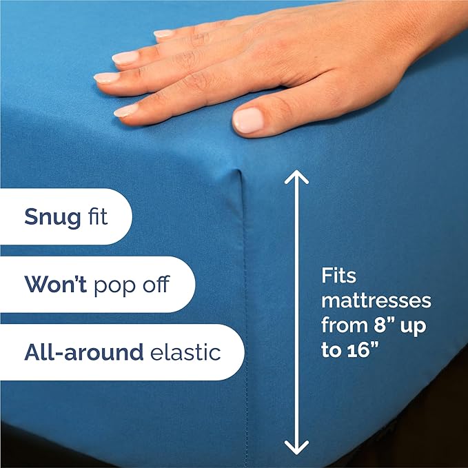 King Sheets Set 6 Piece - Includes 4 Pillowcases - Bed Sheets King Size - Soft Hotel Luxury Bedding - Cooling, Comfy, Cozy & Breathable - 1 Flat & 1 Fitted & 4 Pillowcases w/ Deep Pockets - Denim Blue