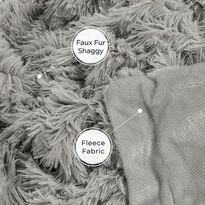 Tuddrom Decorative Extra Soft Faux Fur Blanket Twin Size 70" x 78",Solid Reversible Fuzzy Fluffy Cozy Plush Fleece Comfy Microfiber Blanket for Couch Sofa Bed,Quiet Grey