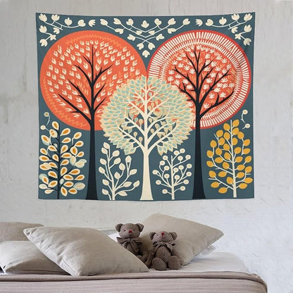 MaSiledy Tapastry's Wall Hanging Shabby Chic Trees Tapestry Nature Themed Autumn Tapestries for Bedroom Wall Art Home Decoration 50"x60" Bedroom Xmas Tapestry for Bedroom Christmas Backdrop